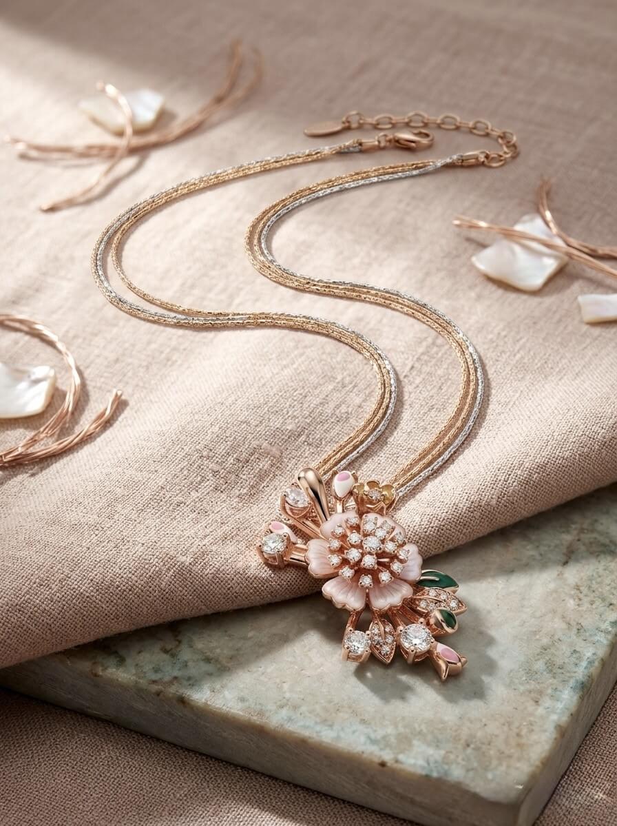 Blush Petal Bloom Pendant Set - alternate view