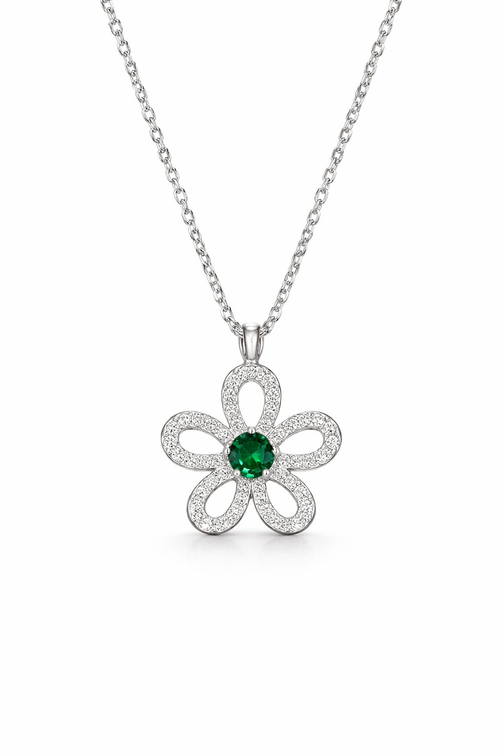Emerald Bloom Floral Pendant Necklace - alternate view