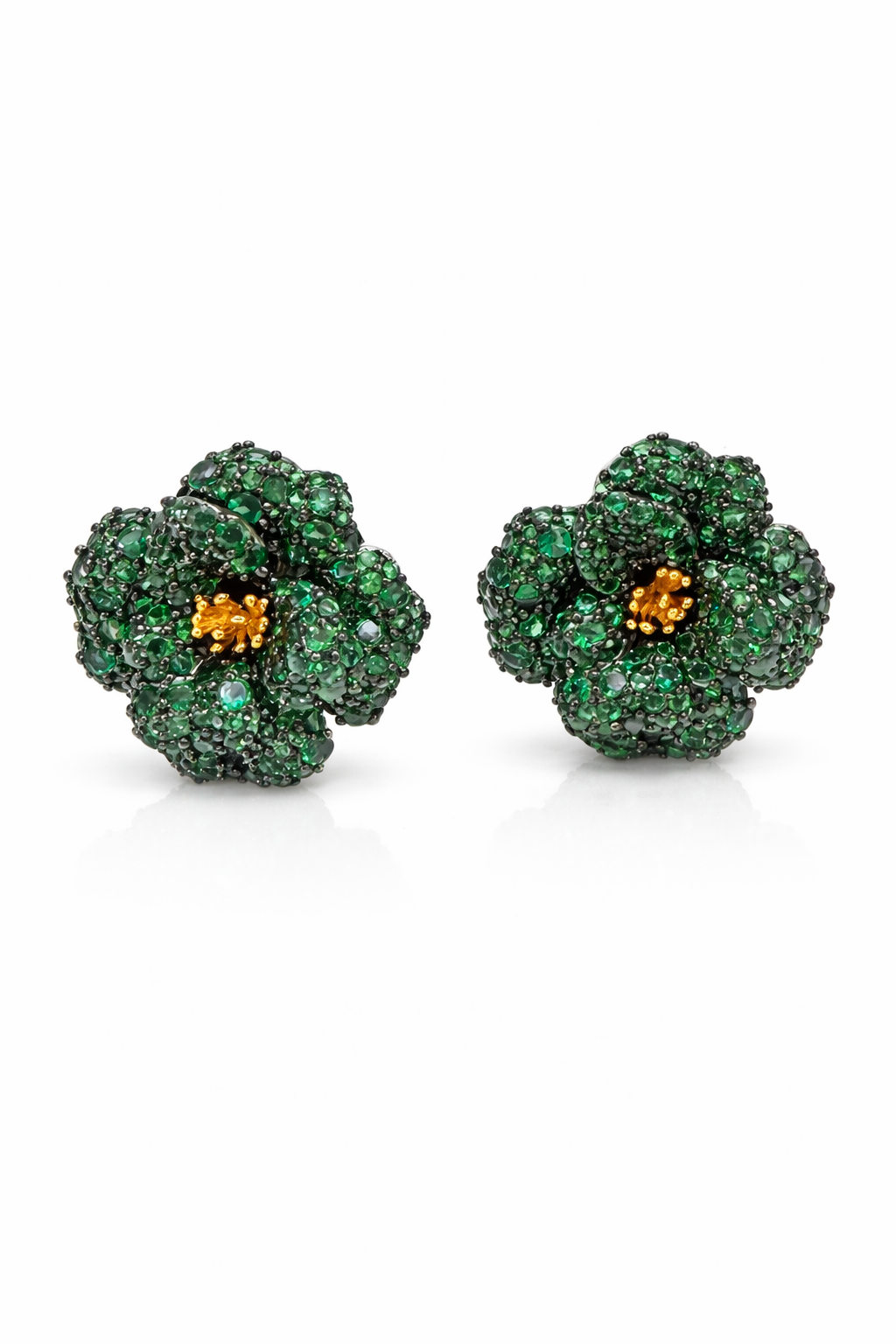 Emerald Blossom Statement Stud Earrings - alternate view