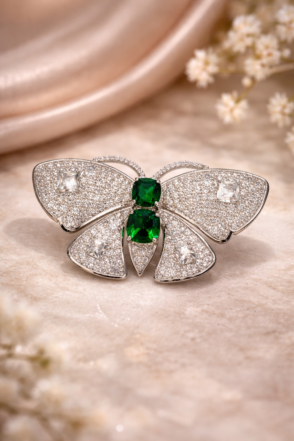 Emerald Butterfly Statement Brooch cum Pendant