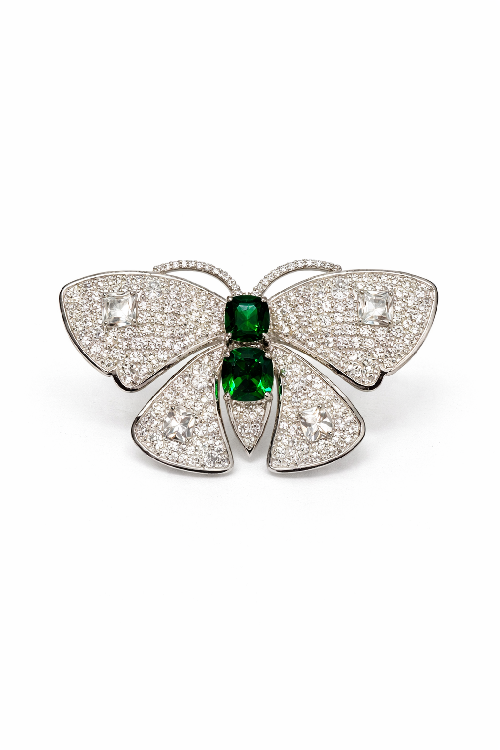 Emerald Butterfly Statement Brooch cum Pendant - alternate view