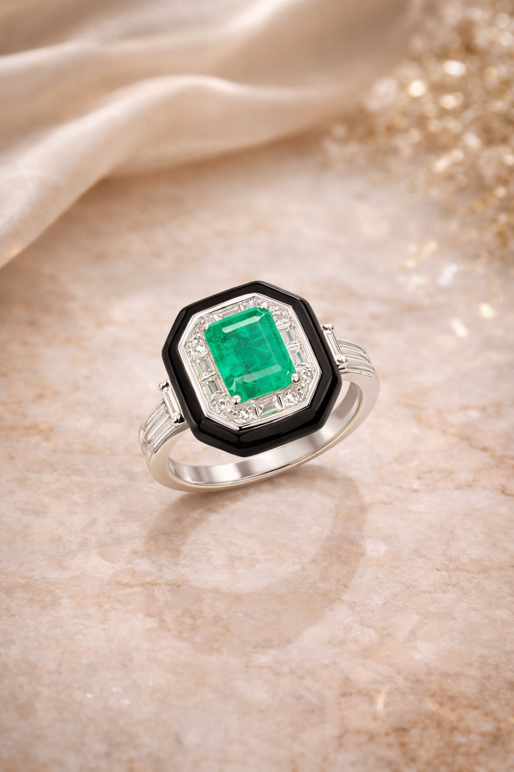 Emerald Noir Statement Ring