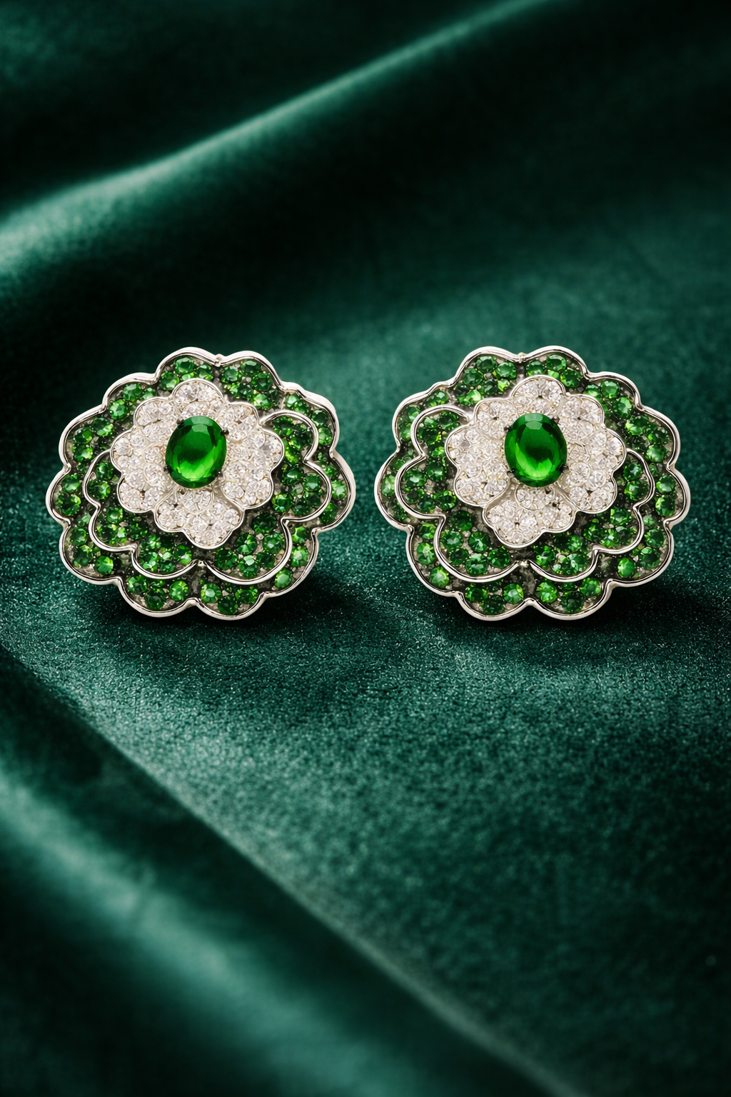 Emerald Royale Floral Stud Earrings