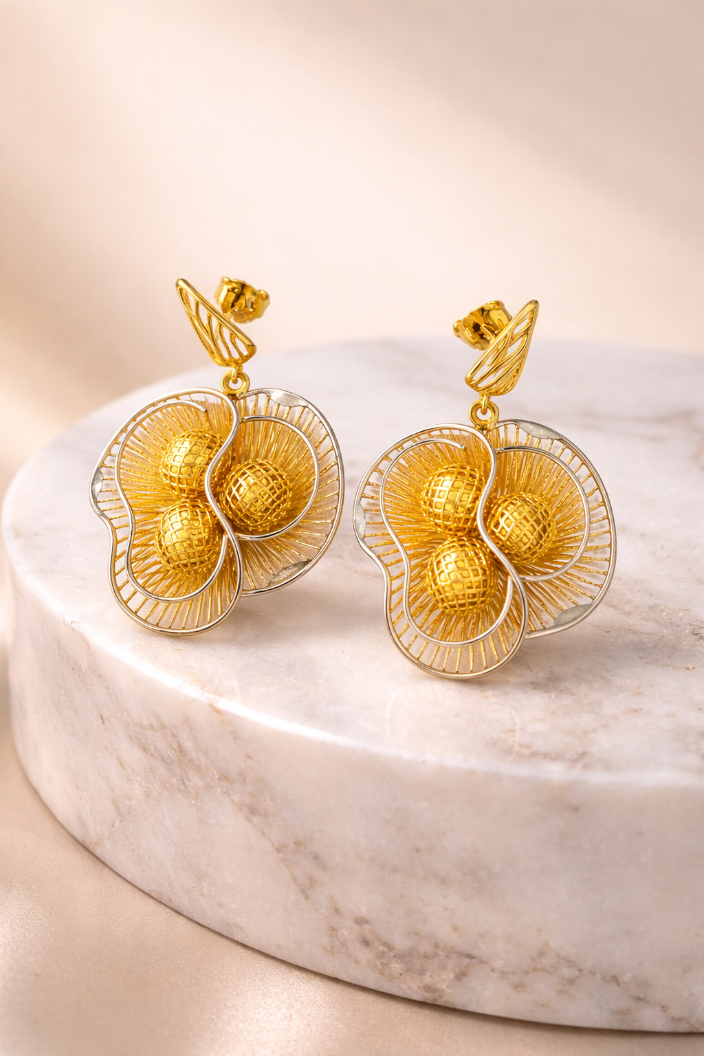 Golden Bloom Statement Earrings