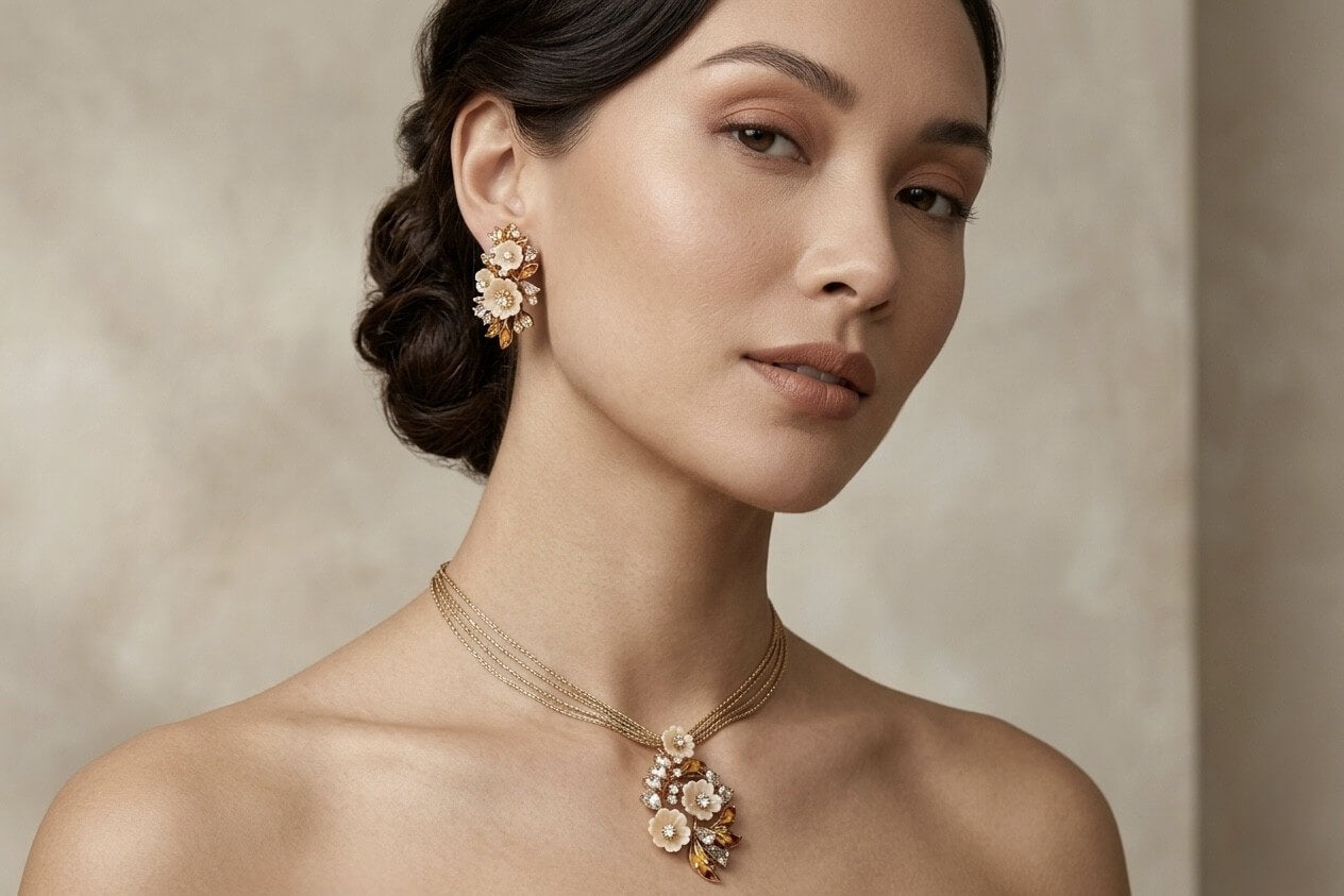 Ivory Garden Blossom Pendant Set - alternate view