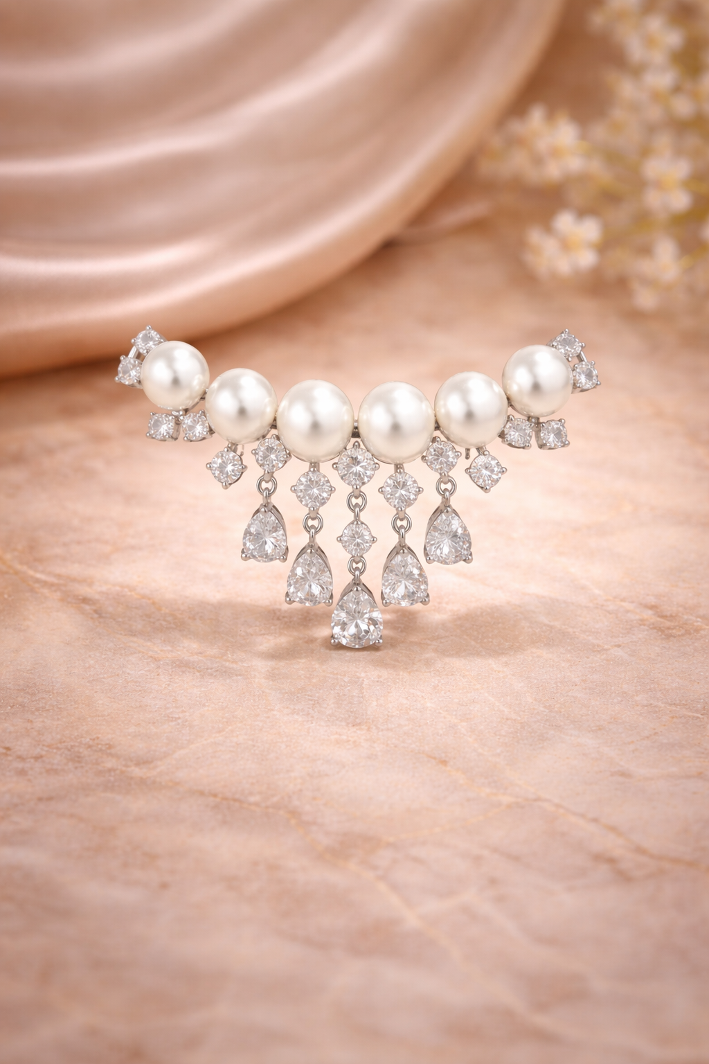Pearl Radiance Crystal Brooch