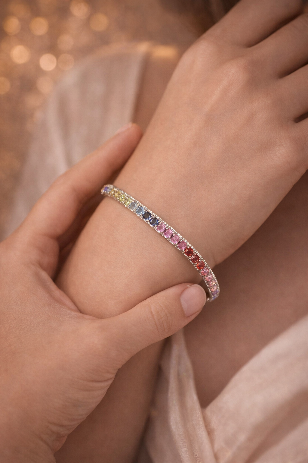 Rainbow Elegance Tennis Bracelet