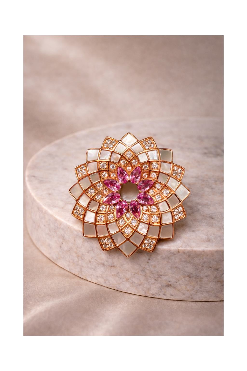 Rosé Mosaic Floral Brooch