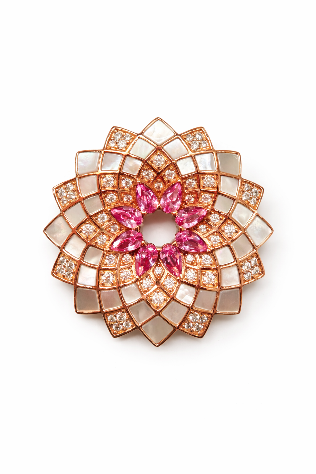 Rosé Mosaic Floral Brooch - alternate view