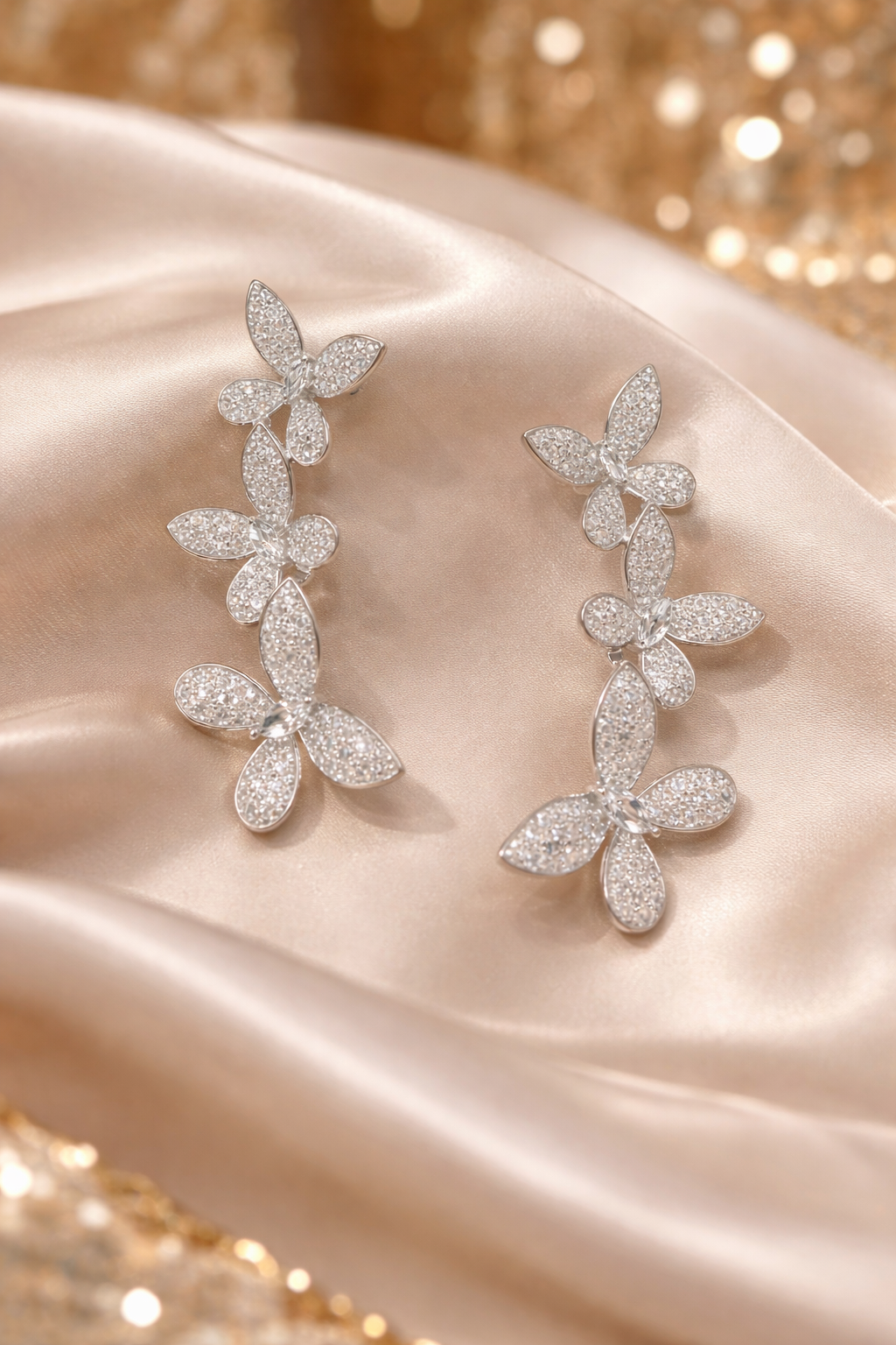 Silvpop Crystal Bloom Vine Earrings