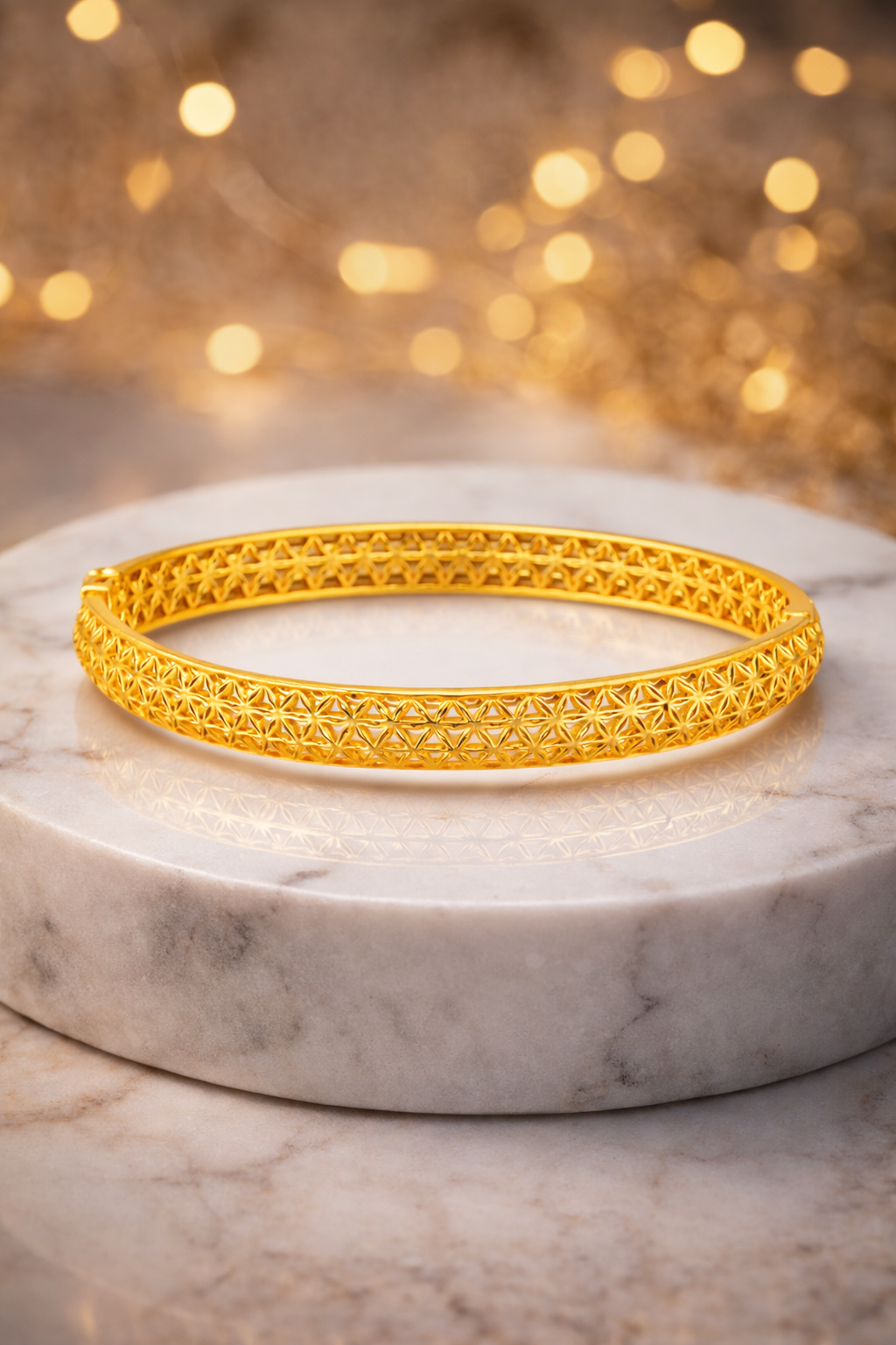 Silvpop Golden Lattice Pattern Bangle
