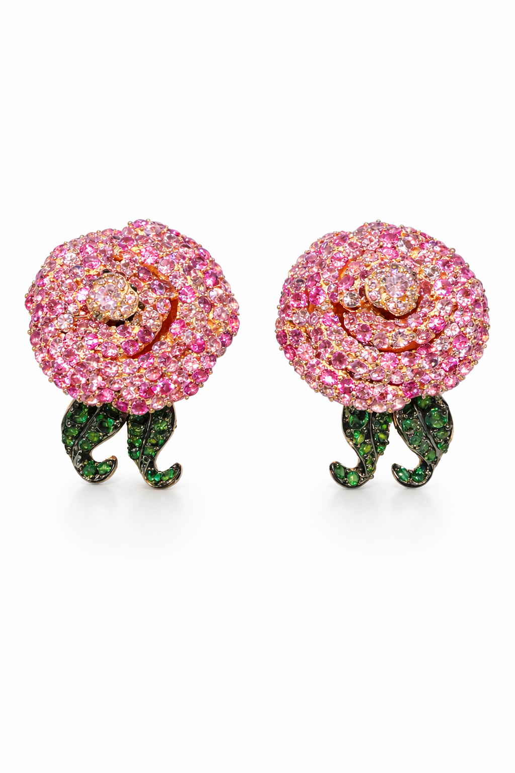 Silvpop Pink Crystal Floral Statement Earrings - alternate view