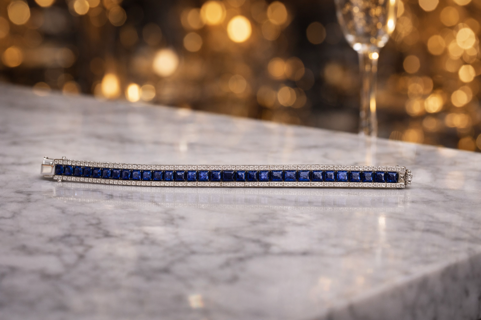 Silvpop Sapphire Line Crystal Bracelet