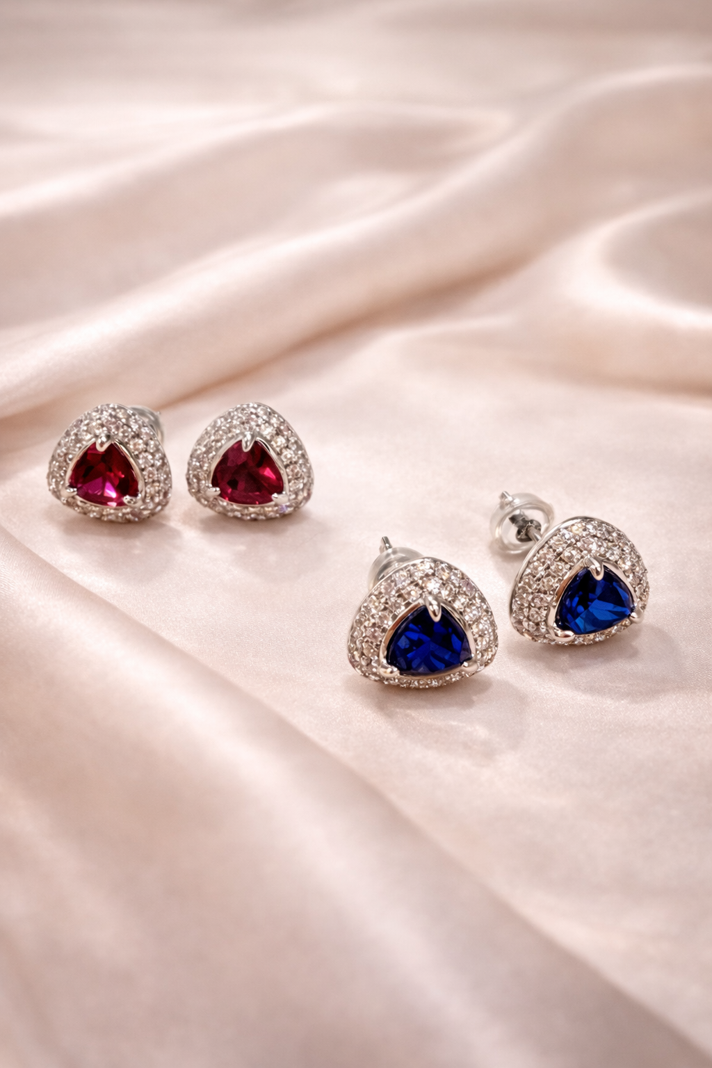 Trillion Halo Stud Earrings